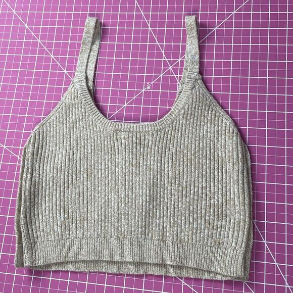 4th & Reckless Tasha Ribbed Knit Crop Top Tank, Camel sz L soft oatmeal cottage - Picture 6 of 11